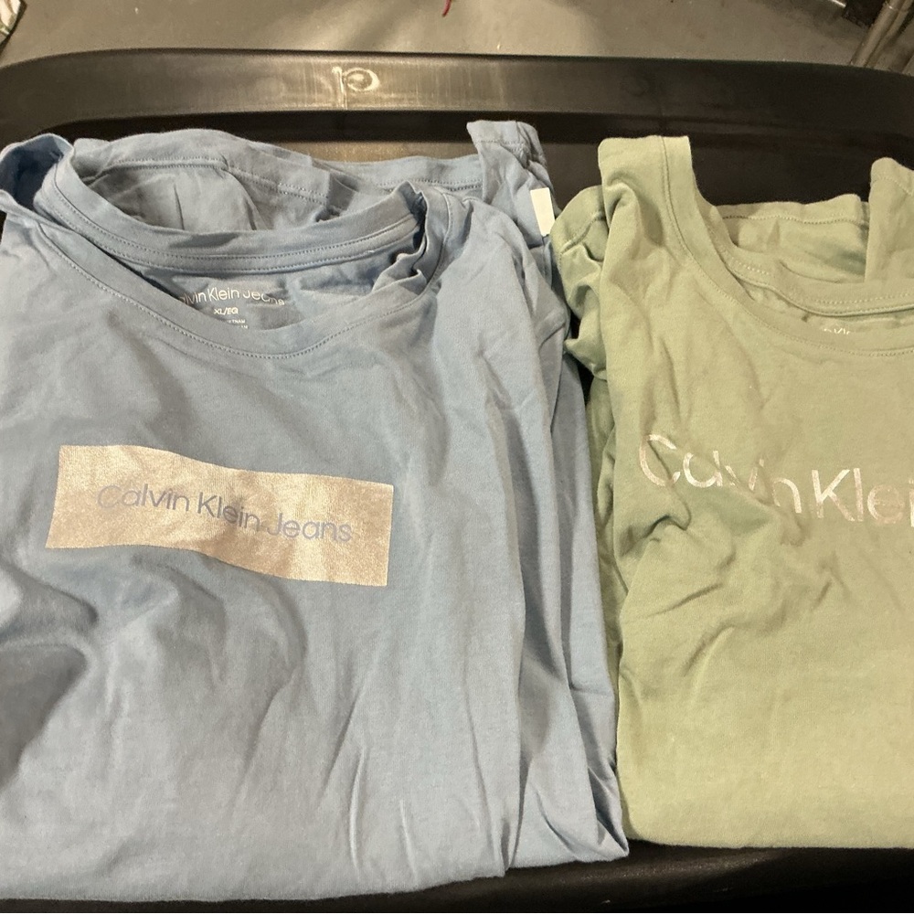 2 Calvin Klein Blue and Green  Shirts